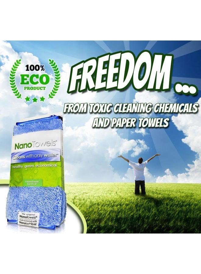 Life Miracle Nano Towels - Amazing Eco Fabric That Cleans Virtually Any Surface with Only Water. No More Paper Towels Or Toxic Chemicals. 4-Pack (8x8, Nano Blue) - Image 2