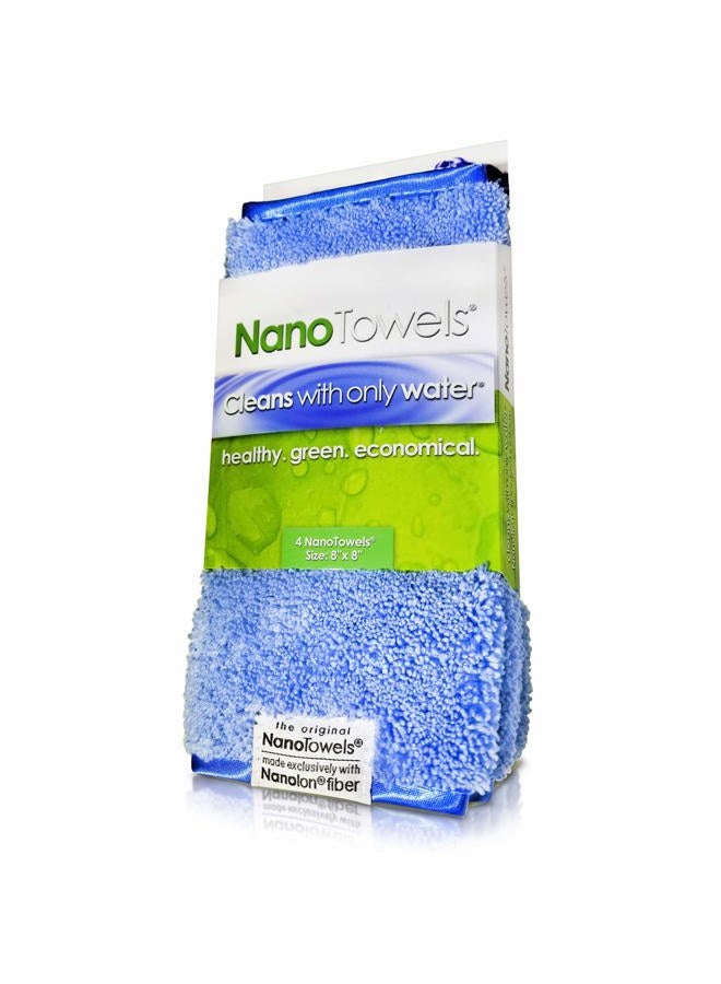 Life Miracle Nano Towels - Amazing Eco Fabric That Cleans Virtually Any Surface with Only Water. No More Paper Towels Or Toxic Chemicals. 4-Pack (8x8, Nano Blue) - Image 1