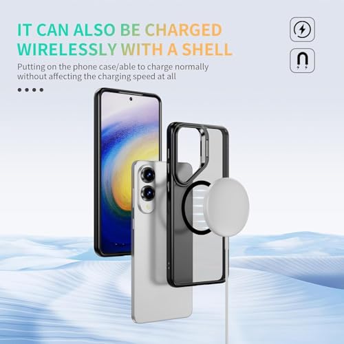 DIZORO TPU+PC Samsung Galaxy S25 Edge 5g Case Compatible with Wireless Charging, with Camera Stand, Military Grade Drop Tested,Translucent Hard Back Soft Edge Back Cover (Black) - Image 3