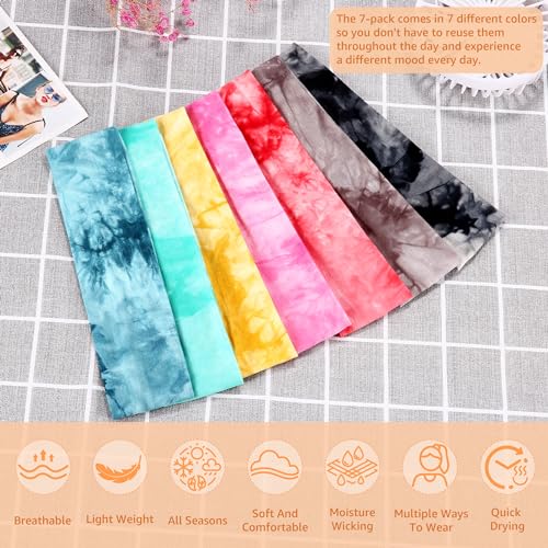 DiyJibb Headbands for Women, Stretchy Non Slip Soft Cotton Cloth Hair Bands for Sports, Workout, Yoga and Running, 7pcs - Image 3