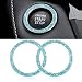 WINKA 2pcs Bling Car Engine Start Button Cover Diamond Crystal Push Start Stop Button Ring Sparkly Bling Ignition Button Cover Rhinestone Keyless Ignition Ring Universal Car Accessories Blue - Image 2