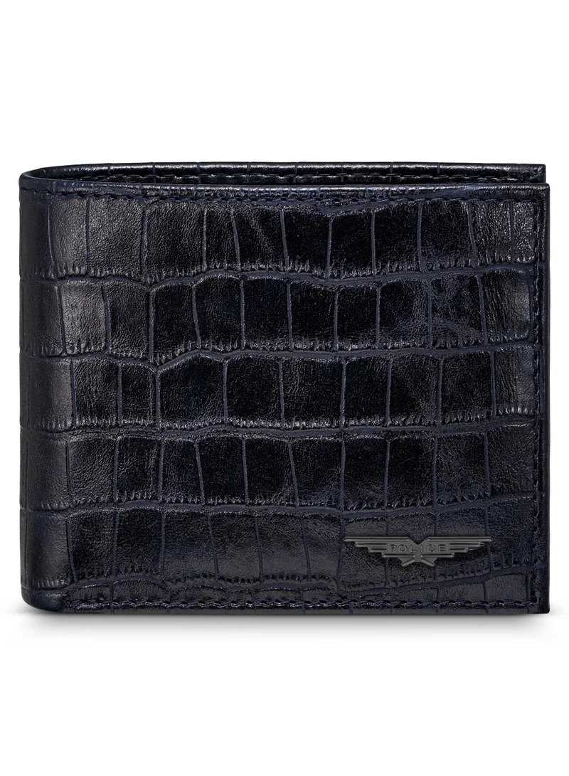 بوليس Malino Blue Croc Printed Vegan Leather Bi-fold Wallet for Men