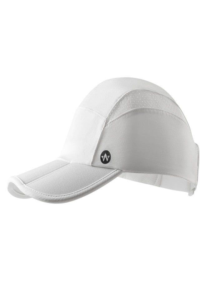 WANDER Running Hat for Men Women Mesh Lightweight Sports Cap Adjustable Folding Quick Drying Cooling Performance Hats(White) - Image 1