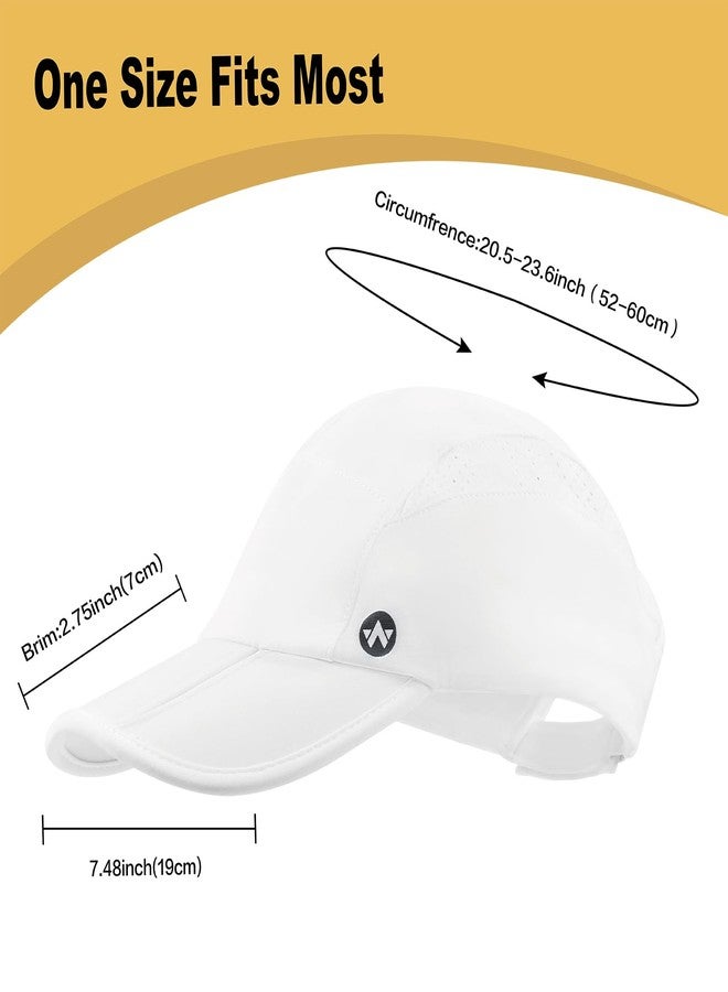 WANDER Running Hat for Men Women Mesh Lightweight Sports Cap Adjustable Folding Quick Drying Cooling Performance Hats(White) - Image 3