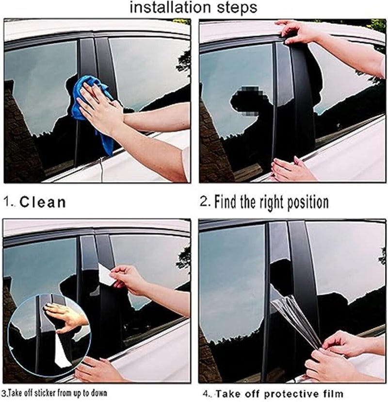 Wivplex Glossy Black Window Pillar Posts Trims for Toyota Corolla - Image 5