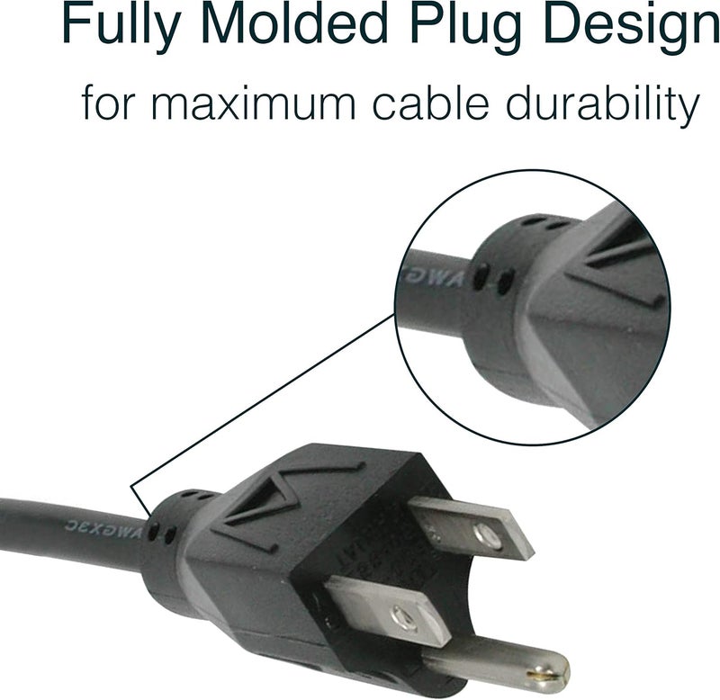 C2G 10FT Replacement AC Power Cord Shielded - Power Cable for Electronics, TV, Computer, Printer, Radio, Monitor, Samsung, Dell, Vizio, LG, Asus, Laptop and More (03134) - Image 3