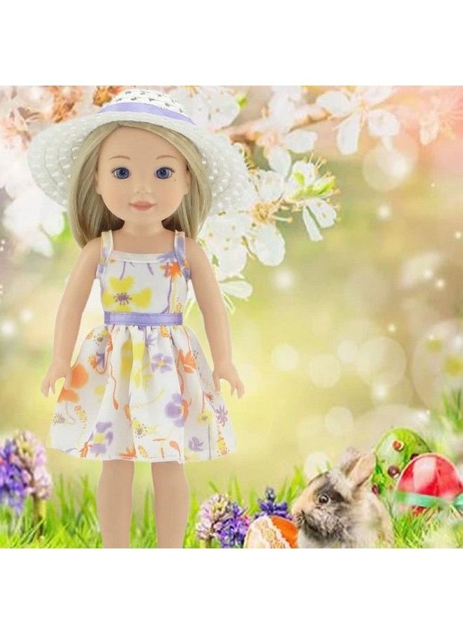 Emily Rose - 14 Inch Doll Lovely Spring/Summer Chiffon Dress With White Hat ; Compatible With American Girl Wellie Wishers ; 14 In Doll Clothes Dressy Outfit - Image 1