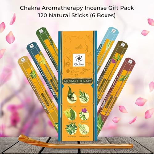 Chakra Aromatherapy Incense Gift Pack – 120 Natural Sticks (6 Boxes) – Relaxing, Stress Relief, Meditation, Refreshing, Sensuality & Energising Scents – Eucalyptus, Geranium & More - Image 3
