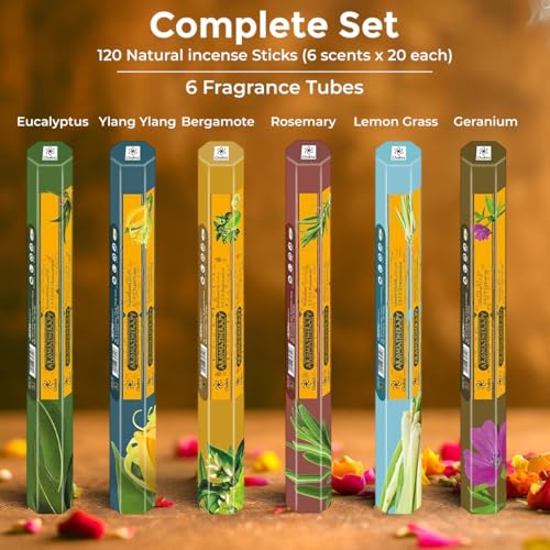 Chakra Aromatherapy Incense Gift Pack – 120 Natural Sticks (6 Boxes) – Relaxing, Stress Relief, Meditation, Refreshing, Sensuality & Energising Scents – Eucalyptus, Geranium & More - Image 4