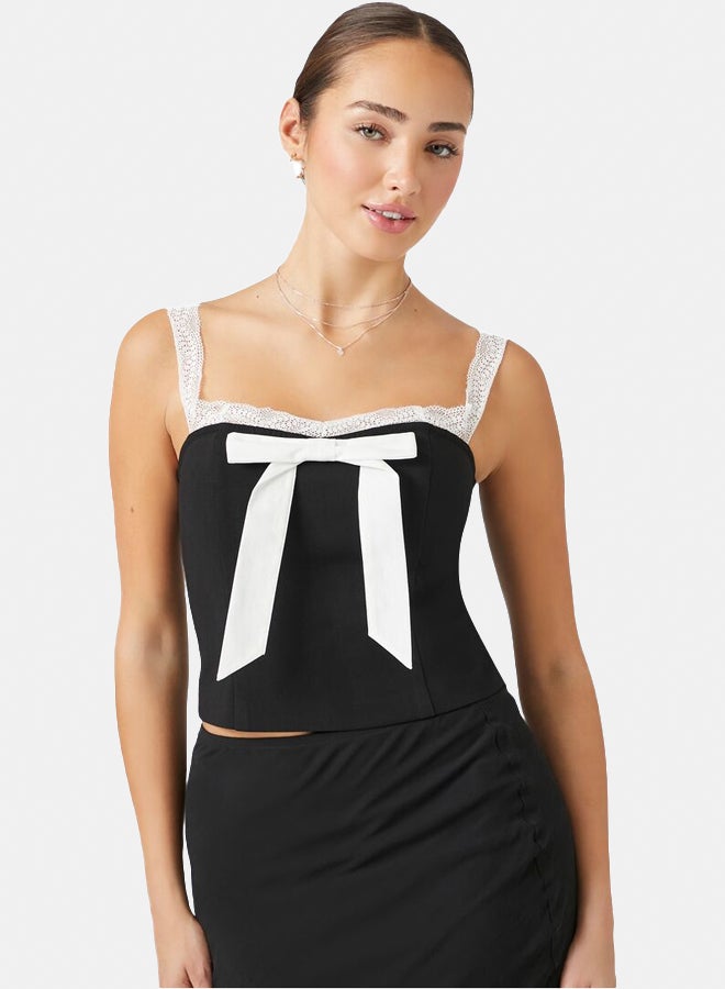 FOREVER 21 Bow Lace-Trim Cami - Image 1