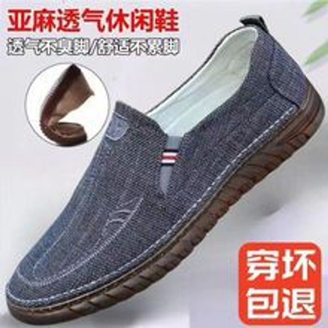 Jiaozuo Xinzhu Men's Breathable Canvas Loafers - Comfortable Soft Sole Casual Work Shoes