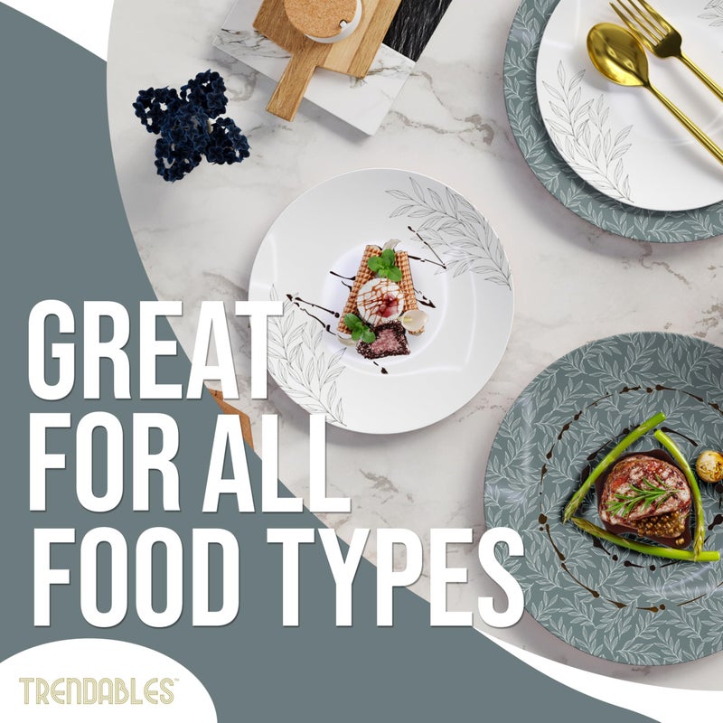 Trendables Disposable Dinnerware Decorative Plates Plastic Disposable Plates Set For 20 Guests 20 x 8 Inch Dessert Plate & 20 x 10 Inch Wedding Party Plate Set Aleh - Image 3