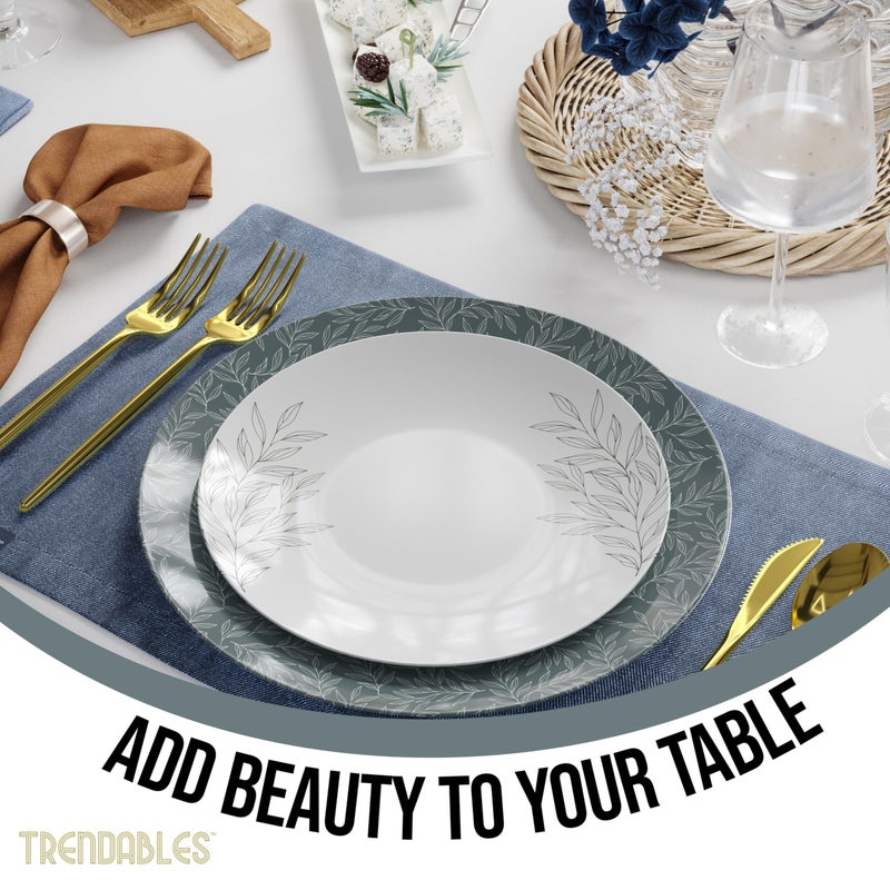 Trendables Disposable Dinnerware Decorative Plates Plastic Disposable Plates Set For 20 Guests 20 x 8 Inch Dessert Plate & 20 x 10 Inch Wedding Party Plate Set Aleh - Image 5