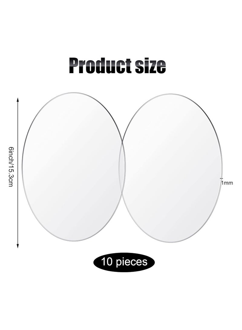 TPGP 10 Pieces Clear Acrylic Circle Sheet Acrylic Round Disc Circle Blank Plastic Disc Ornaments for Cake Holders Coasters Picture Frame Painting Art Project DIY Crafts Protection(6 Inches) - Image 2