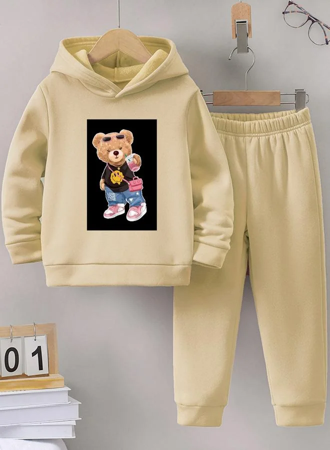 تايك تو طقم بناتي هودي مطبوع مع بنطال