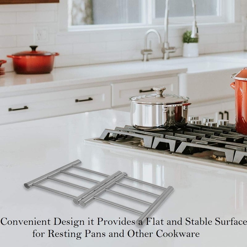 EARTHCONE EARTHCONE Stainless Steel Hot Pan Holder, Hot Vessel Stand, Kitchen Rack, Dish Rack, Household Two Sided Use Insulated Steaming Cooling Rack (1Pcs) - Image 4