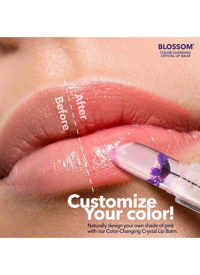 Blossom مرطب شفاه كريستالي متغير اللون مخصص برائحة الفراولة، ملمع شفاه صغير برائحة جوز الهند، ملمع شفاه برائحة الزهور الحقيقية، عبوتان، جوز الهند/أرجواني  - Image 4