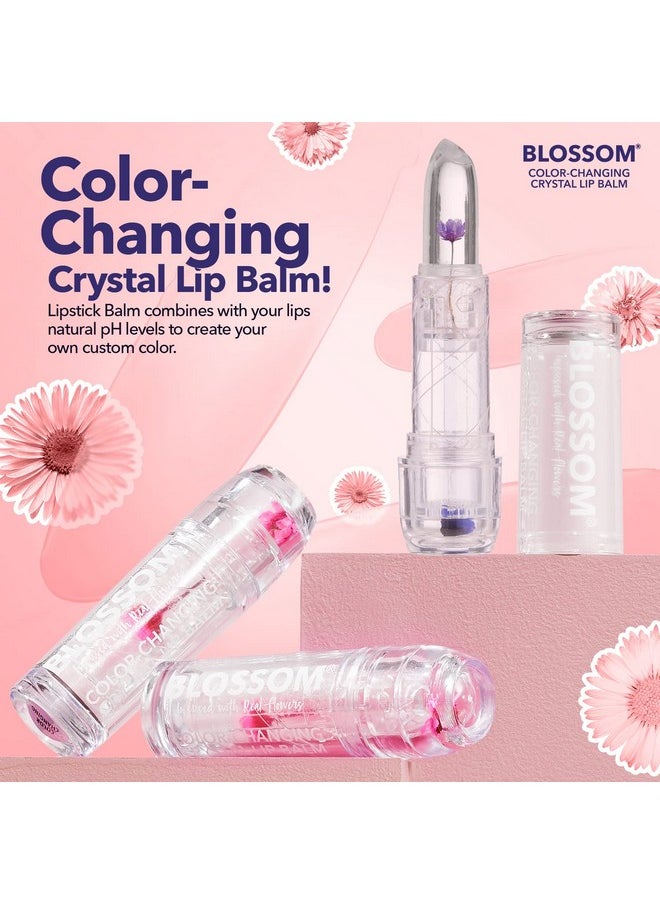 Blossom مرطب شفاه كريستالي متغير اللون مخصص برائحة الفراولة، ملمع شفاه صغير برائحة جوز الهند، ملمع شفاه برائحة الزهور الحقيقية، عبوتان، جوز الهند/أرجواني  - Image 3