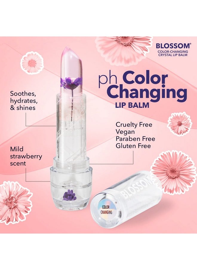 Blossom مرطب شفاه كريستالي متغير اللون مخصص برائحة الفراولة، ملمع شفاه صغير برائحة جوز الهند، ملمع شفاه برائحة الزهور الحقيقية، عبوتان، جوز الهند/أرجواني  - Image 5