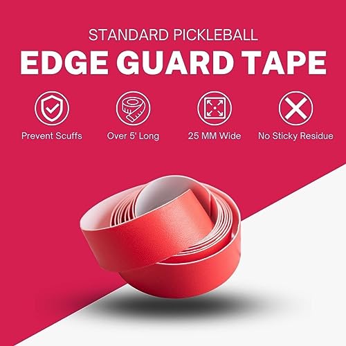 Pickleball Effect Pickleball Paddle Edge Guard Tape | Perfect Fit Pickle Ball Paddle Edge Protection Tape | No Wrinkling | Neon Red | Standard Width - Image 2