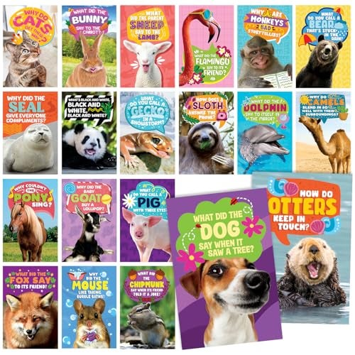 T MARIE 40 Funny Animal Joke Postcards with No Repeats - 4x6” Humorous Bulk Thinking of You Postcards for Kids, Grandkids, Students, and Teachers, Summer Camp, Lunchboxes and More - Image 1