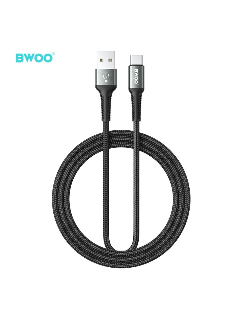 بوو كابل بيانات شحن سريع من USB-A إلى Type-C بطول 2 متر، أسود - Image 1