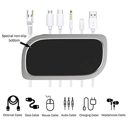 SimpleCord Cable Management Desk Organizer - Cord Management for 7 Computer, Charging, or Power Cables with Nonslip Base and Attached Storage Cover by SimpleCord - Image 3