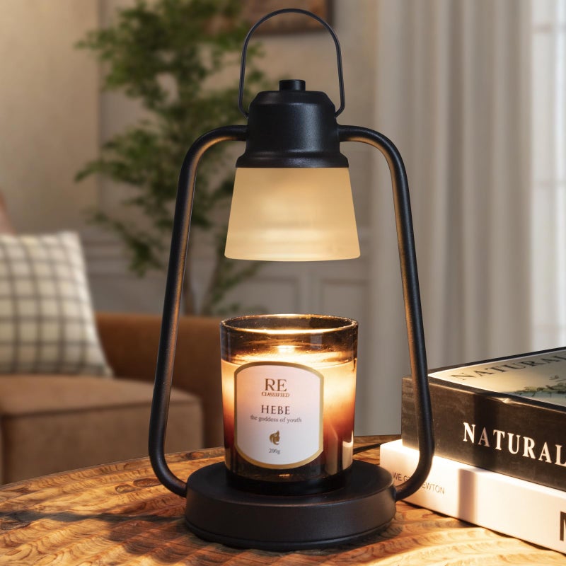 Comiling Candle Warmer Lamp with Timer Dimmer - Electric Modern Wax Melt Warmer Black Scented Jar Candles Light Birthday Gifts for Women Mom House Warming New Home Room Decor - Image 1