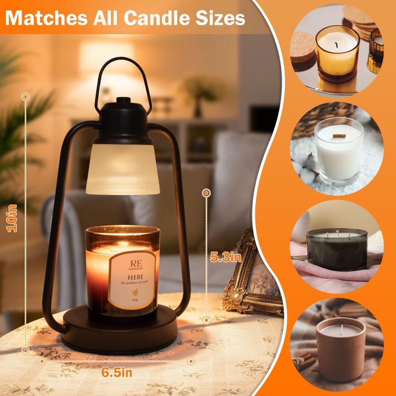 Comiling Candle Warmer Lamp with Timer Dimmer - Electric Modern Wax Melt Warmer Black Scented Jar Candles Light Birthday Gifts for Women Mom House Warming New Home Room Decor - Image 4
