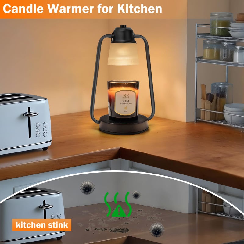 Comiling Candle Warmer Lamp with Timer Dimmer - Electric Modern Wax Melt Warmer Black Scented Jar Candles Light Birthday Gifts for Women Mom House Warming New Home Room Decor - Image 5