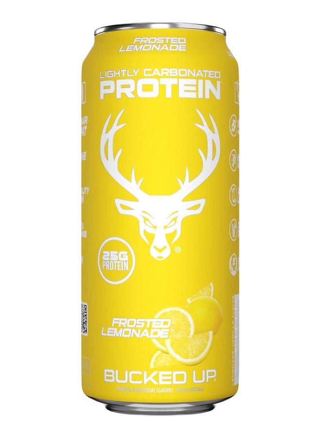 Bucked Up Lightly Carbonated Protein Soda - 25g Whey Isolate - RTD - Zero Sugar, Low Calorie, Caffeine Free, Sparkling Protein Soda - 473 ml flavored (Frosted Lemonade) - Image 1