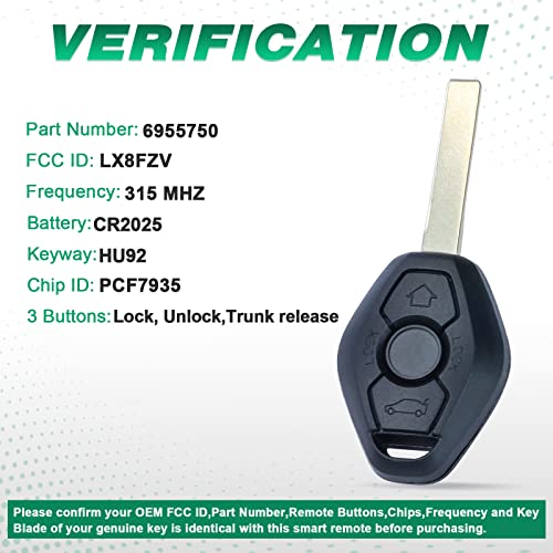 Beefunny 315/433MHz Adjustable ID44 Chip EWS System Remote Car Key Fob 3 Button for BMW 325 330 318 525 530 540 E38 E39 E46 M5 X3 X5 (2) - Image 2
