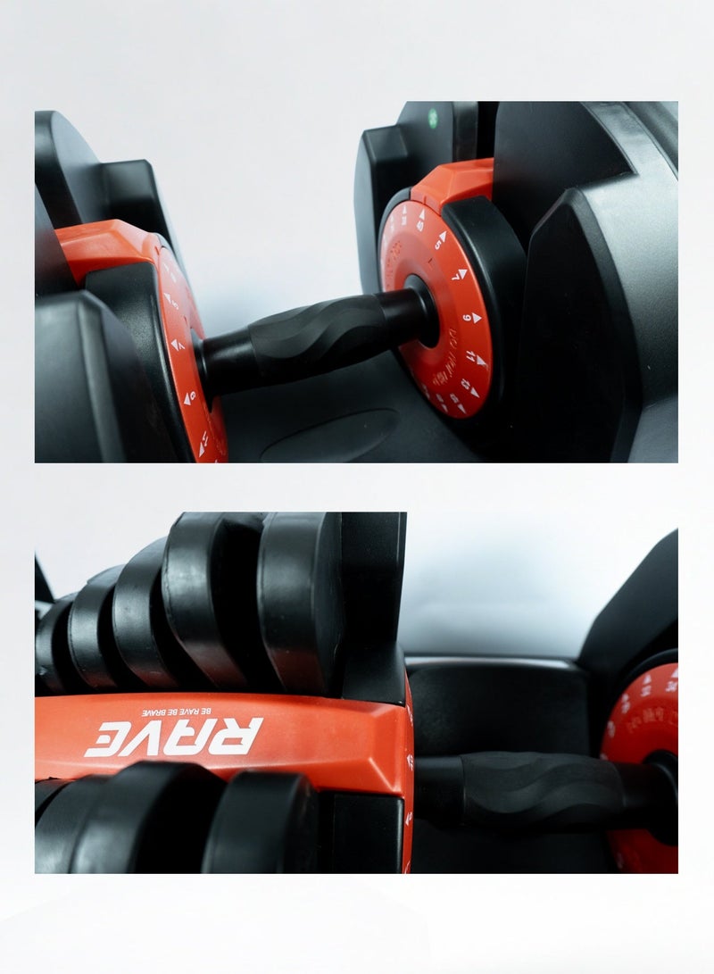 RAVE 40KG Adjustable Dumbbells Weight Gym Set for Home Office Fitness 17 IN 1 Dumbbell - Image 4
