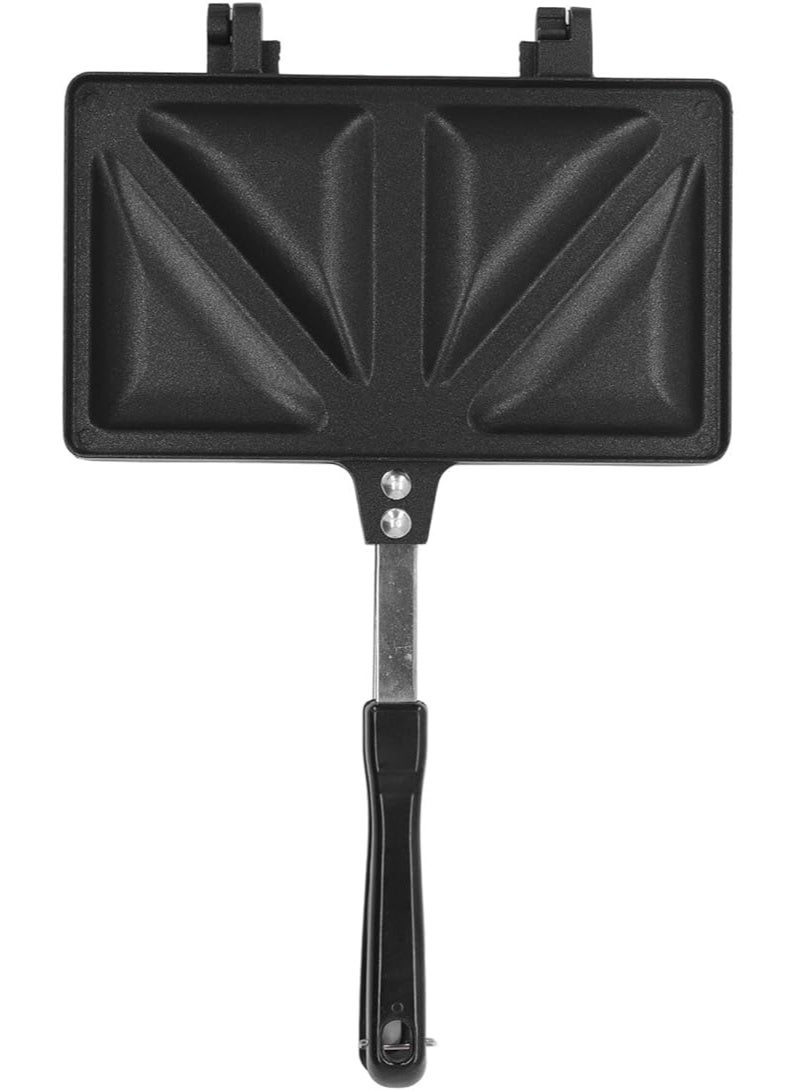 Arabest Double Sided Sandwich Press - Non-Stick Aluminum Alloy Panini Maker for Grilled Cheese, Home & Camping, Portable Electric Grill Pan (Black) - Image 1