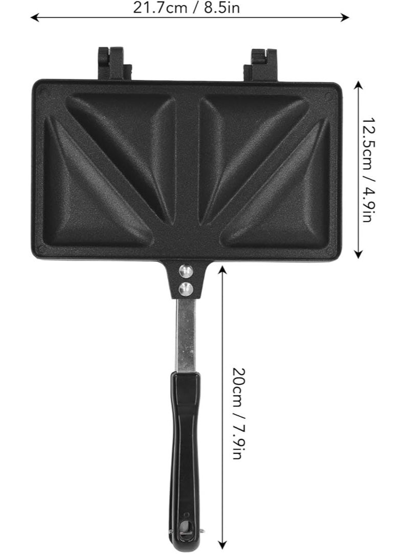 Arabest Double Sided Sandwich Press - Non-Stick Aluminum Alloy Panini Maker for Grilled Cheese, Home & Camping, Portable Electric Grill Pan (Black) - Image 2