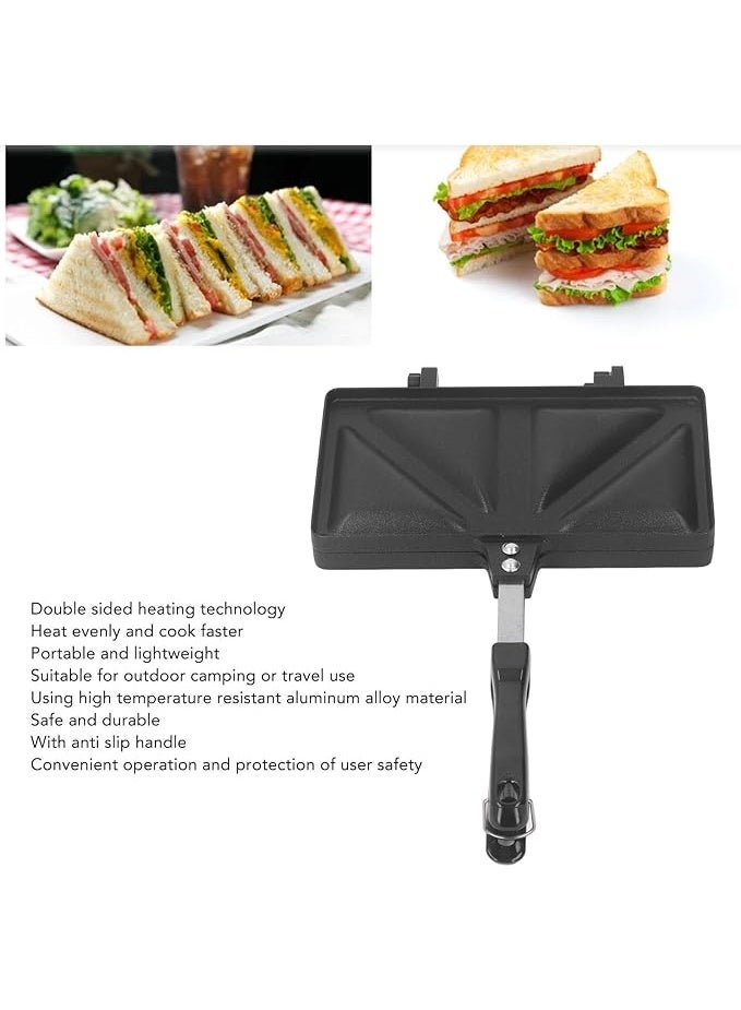 Arabest Double Sided Sandwich Press - Non-Stick Aluminum Alloy Panini Maker for Grilled Cheese, Home & Camping, Portable Electric Grill Pan (Black) - Image 5