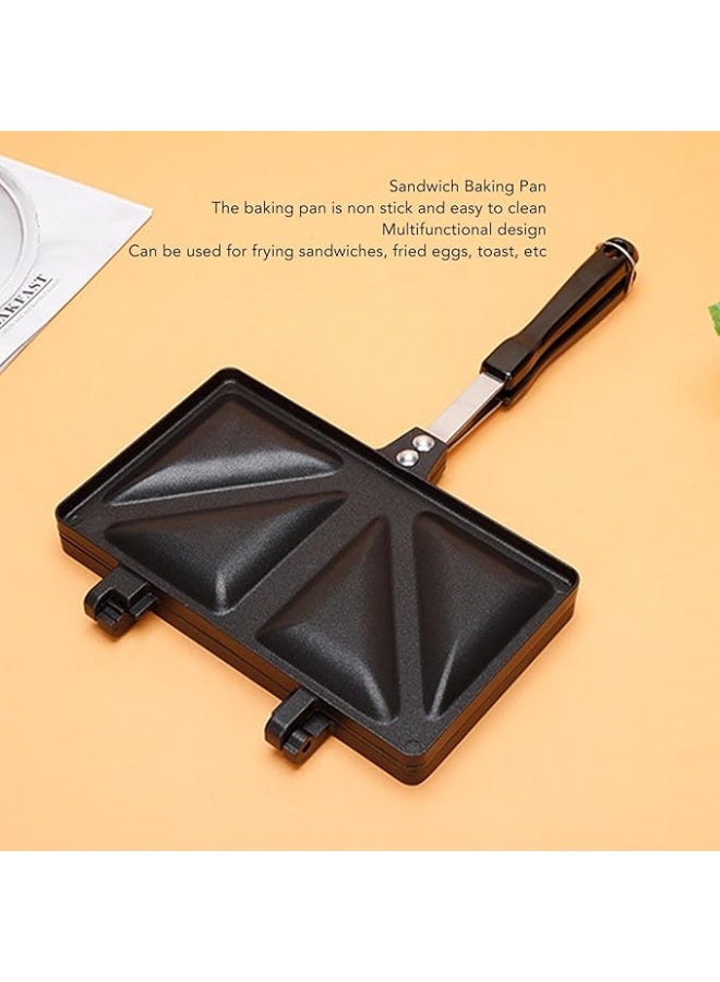 Arabest Double Sided Sandwich Press - Non-Stick Aluminum Alloy Panini Maker for Grilled Cheese, Home & Camping, Portable Electric Grill Pan (Black) - Image 4