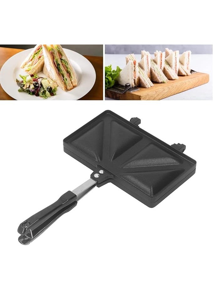 Arabest Double Sided Sandwich Press - Non-Stick Aluminum Alloy Panini Maker for Grilled Cheese, Home & Camping, Portable Electric Grill Pan (Black) - Image 3