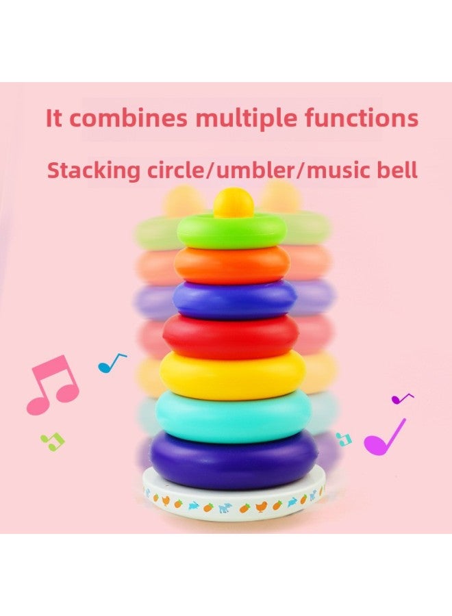 Baby Rainbow Tower Tumbler Stacking Tower Children's Educational Toys Baby Colorful Stacking Ring Early Education 0-3-Specifications:No Film Covering + Mail Order Box - Image 4