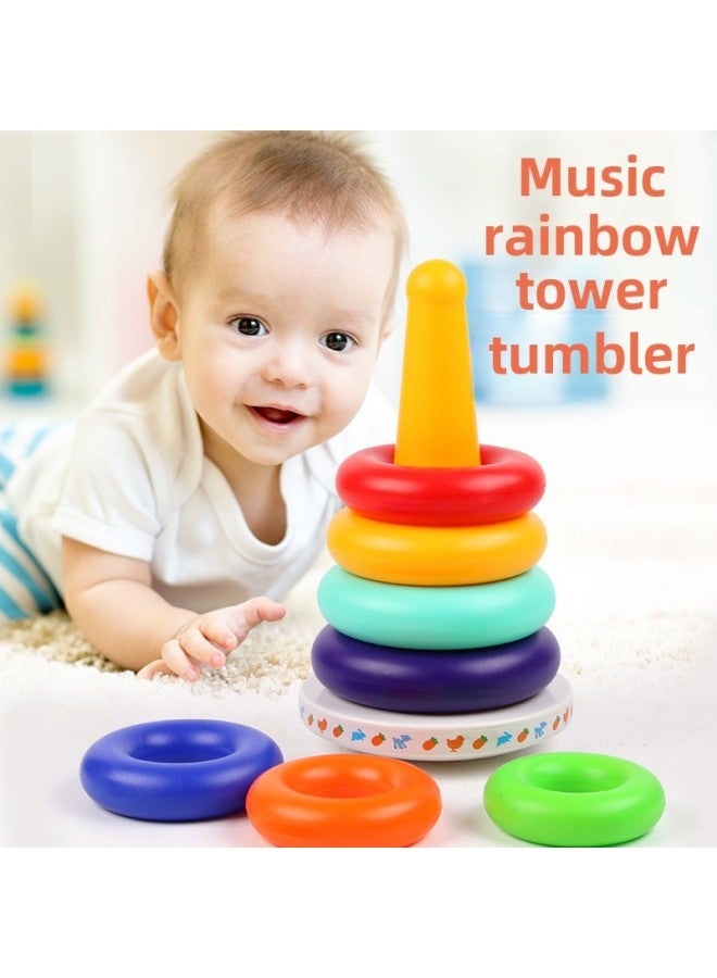 Baby Rainbow Tower Tumbler Stacking Tower Children's Educational Toys Baby Colorful Stacking Ring Early Education 0-3-Specifications:No Film Covering + Mail Order Box - Image 2