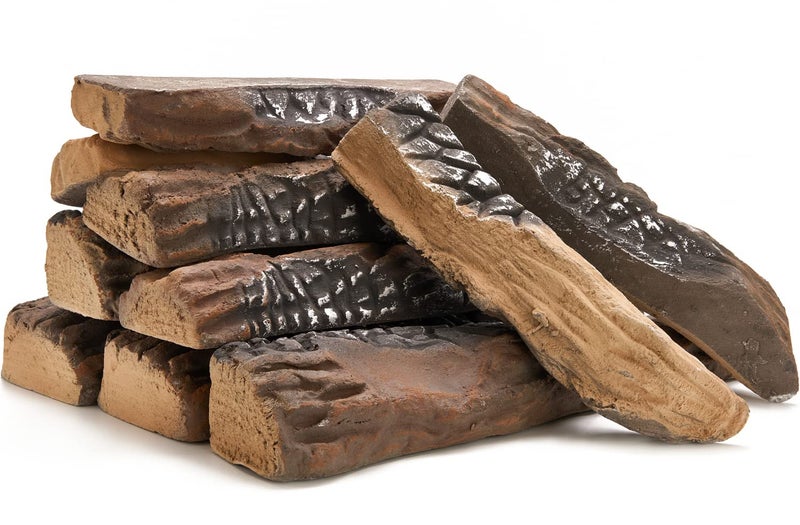 BIOMAND BIOMAND Gas Log for Fireplace 10 Peice Realistic Ceramic Wood Logs 