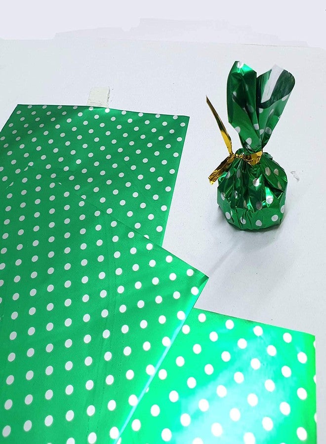 UTD Dotted Metallic Plastic Chocolate Candy Wrappers 300 Pieces Packaging for DIY Candy Packaging Decoration 4 x 4 Inches Multi Color(Without Twist Tie) - Image 3