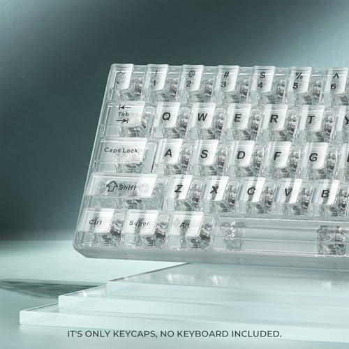 HITIME غطاء مفاتيح HITIME XVX الشفاف، أغطية مفاتيح بيضاء شفافة 60 65 75 100 بالمئة، مجموعة أغطية مفاتيح سيراميك كريستالية مخصصة 124 مفتاح، بروفايل شيري، تضيء من خلال، تصميم لطيف لوحات المفاتيح الميكانيكية - Image 2