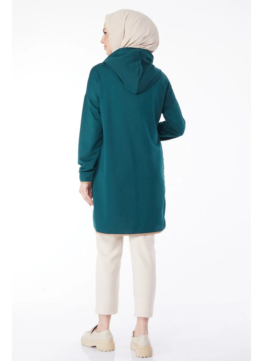 Tofisa 13130-ZUMRUT Front Printed Sweatshirt