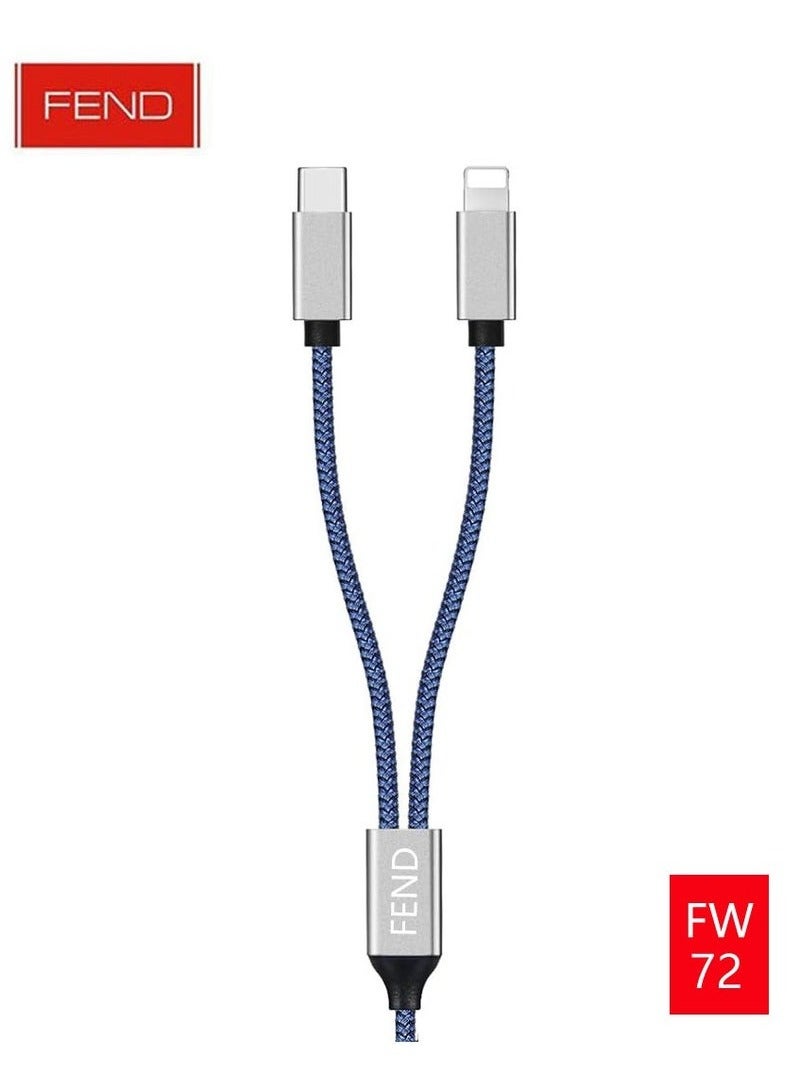 FEND FW72 2-in-1 AUX Cable, 3.5MM to Type-C & Lightning Plug and Play, 1 Meter, Premium Dual Compatibility for Smartphones, Tablets, and Audio Devices - Image 2
