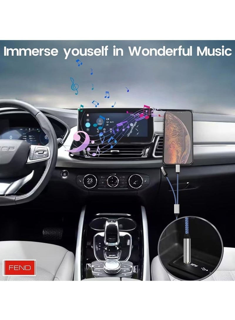 FEND FW72 2-in-1 AUX Cable, 3.5MM to Type-C & Lightning Plug and Play, 1 Meter, Premium Dual Compatibility for Smartphones, Tablets, and Audio Devices - Image 4