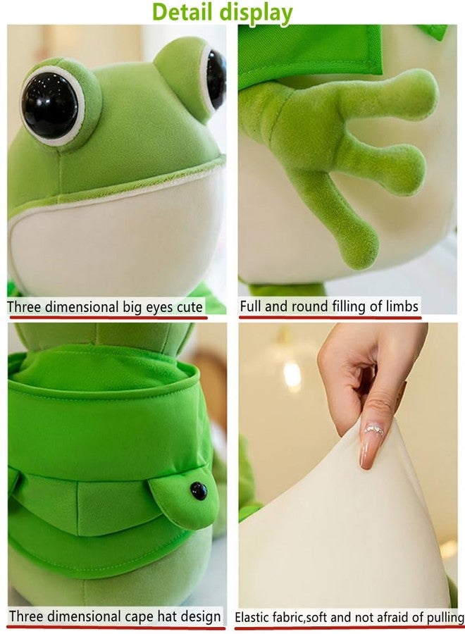 NatureMan 17.7 Inch Frog Plush Toy with Cloak Cartoon Frog Stuffed Animal Super Soft Frog Plush Cuddly Bedroom Decoration Pillow Birthday Gift for Kids - Image 3