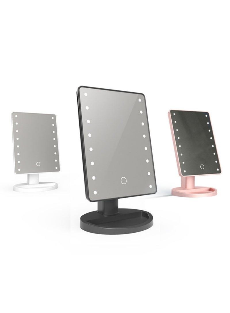 NAFEH Lights Table Makeup Mirror LED Makeup Vanity Mirror with Touch Switch Three Brightness Black & White - Image 1