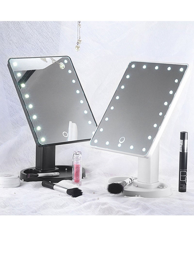 NAFEH Lights Table Makeup Mirror LED Makeup Vanity Mirror with Touch Switch Three Brightness Black & White - Image 2