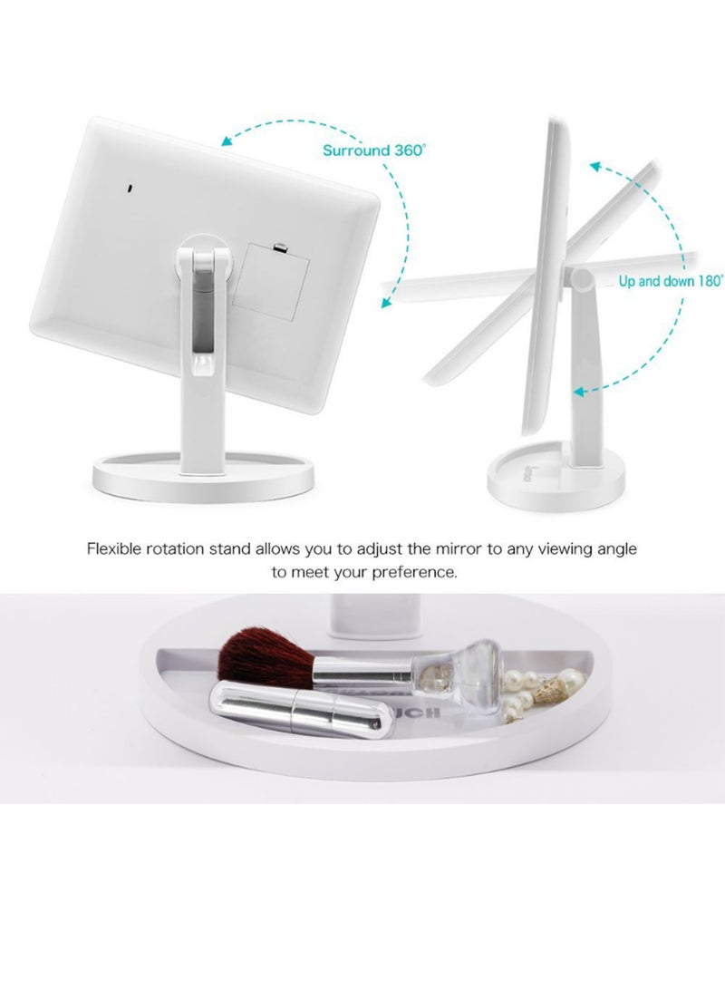 NAFEH Lights Table Makeup Mirror LED Makeup Vanity Mirror with Touch Switch Three Brightness Black & White - Image 4
